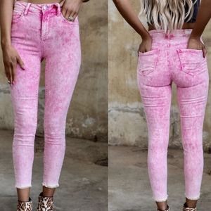 NWT Cello Pink Acid Wash Crop Super Skinny/Jeggings - Soft Material - Size 5